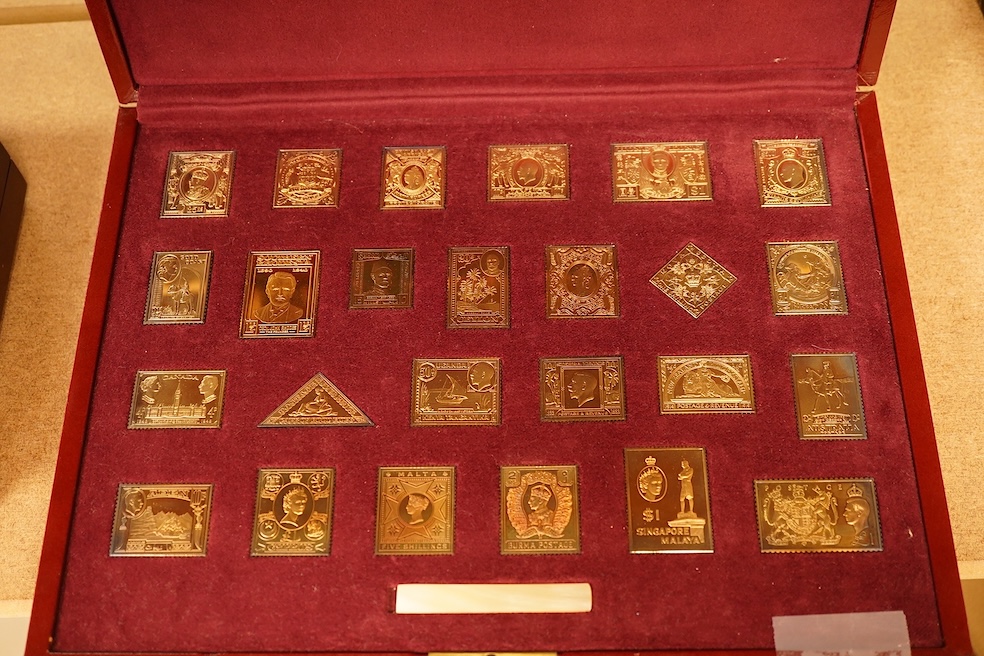 Hallmark Collections 'The Empire Collection', set a 25 silver guilt replica stamps, cased with certificate